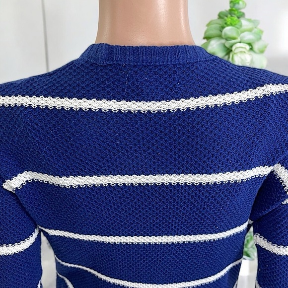American Eagle Outfitters Nautical Navy & White Striped Open Front Knit Cardigan - Picture 12 of 16